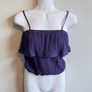 Garage XS Navy Tank Top Elastic Top and Bottom Sleeveless Cropped Top